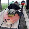 Solo SOT kayak SALT 298. Installed rod holders. Electric outboard motor mount
