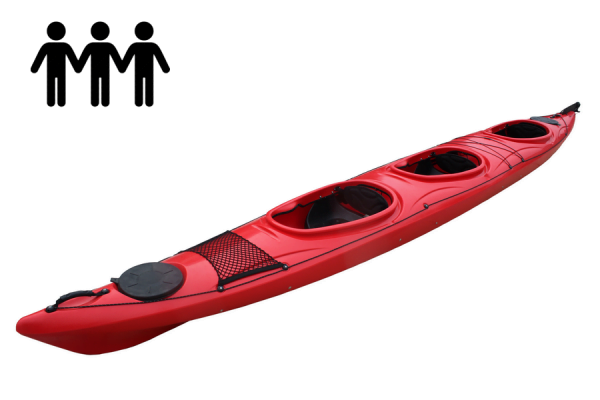 Kayak TRIO 3 seats with rudder rental & shop at Jurmala Waterski & Wakeboard park