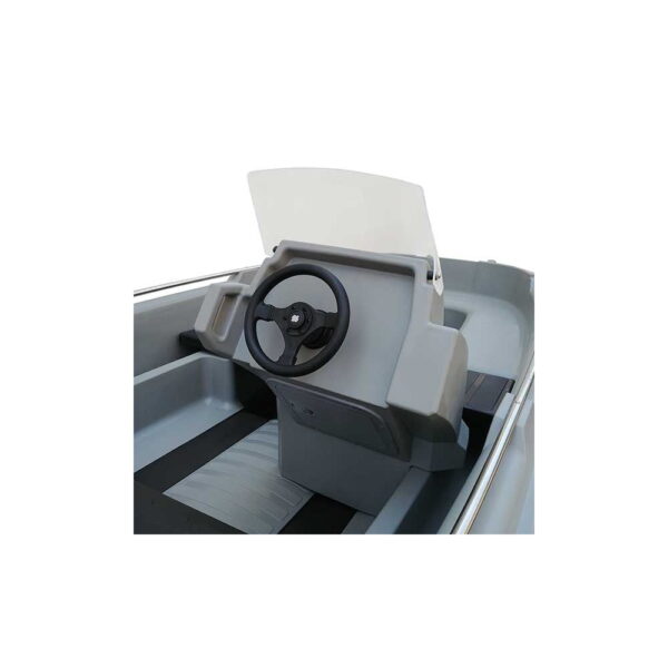 Console with windshield protection and steering wheel